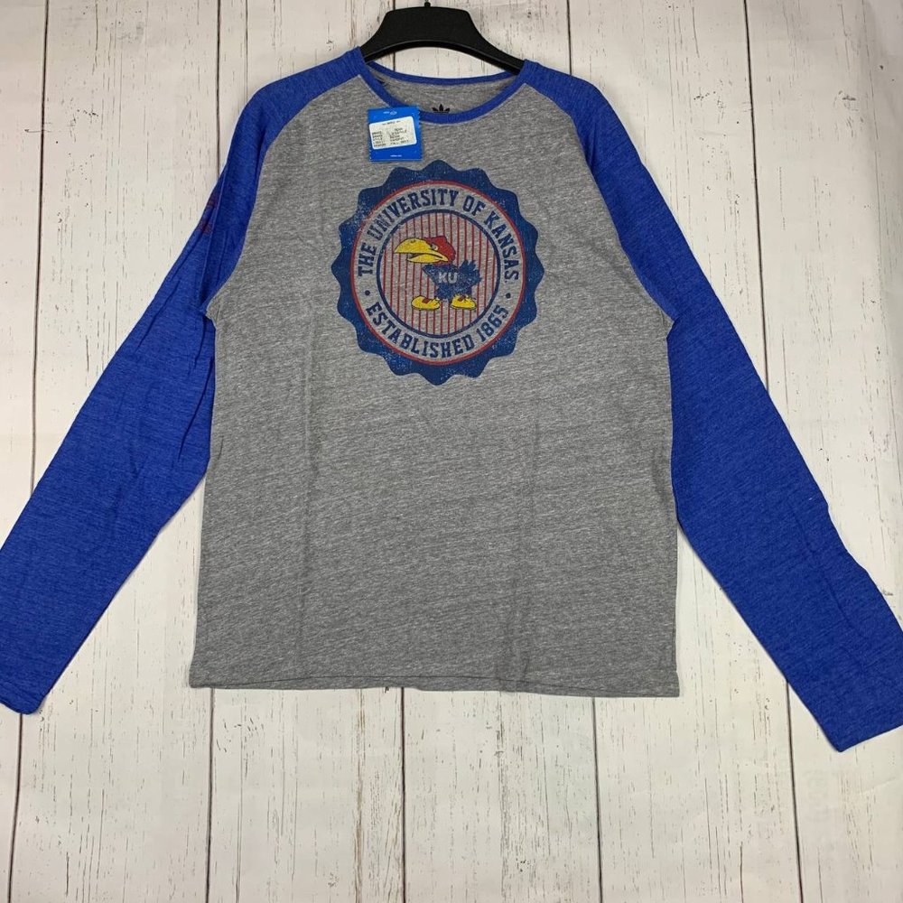 University of Kansas Jayhawks NCAA Adidas Large Gray Sweatshirt New Men